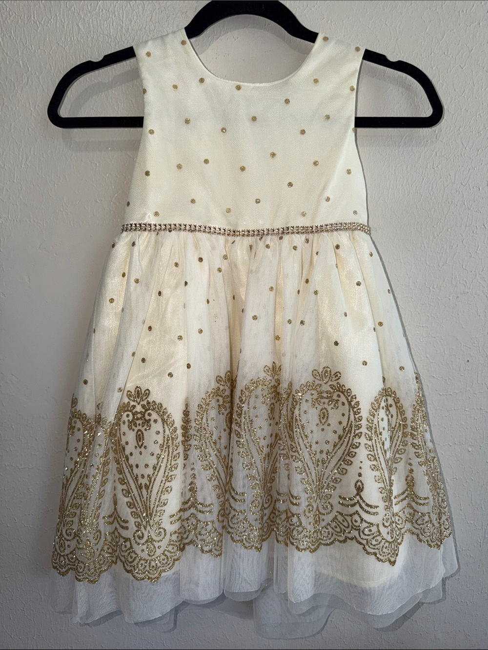 Girls' Ivory and Gold Party Dress - Elegant Tulle Skirt